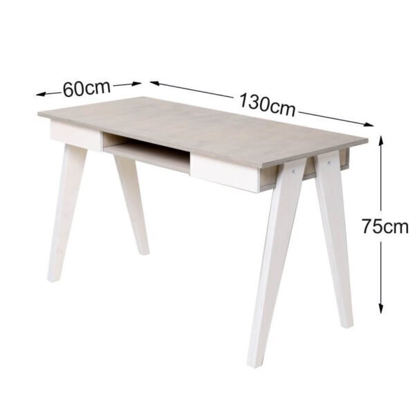 RADIS SCHREIBTISCH HUH- Pebble Grey, Schubladen Und Beine Weiss Osmo