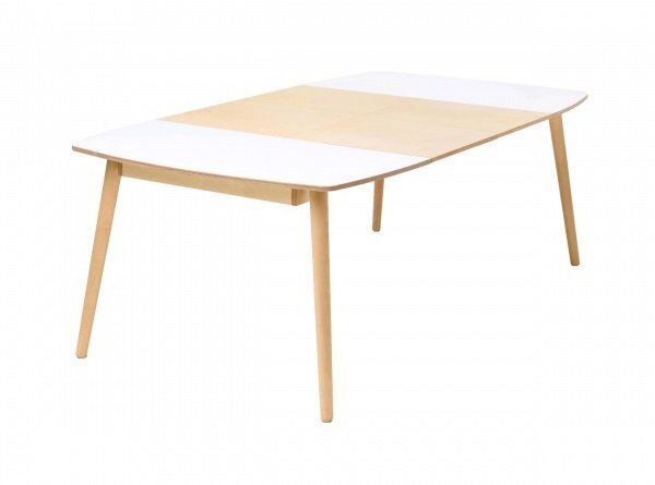 RADIS ESSTISCH NAM-NAM - AUSZIEHBAR- Weiss Hpl, Tischverlängerung Und Beine Light Oak