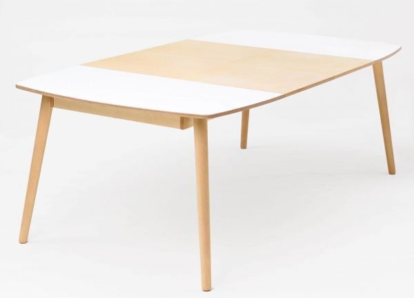 RADIS ESSTISCH NAM-NAM - AUSZIEHBAR- Weiss Hpl, Tischverlängerung Und Beine Light Oak