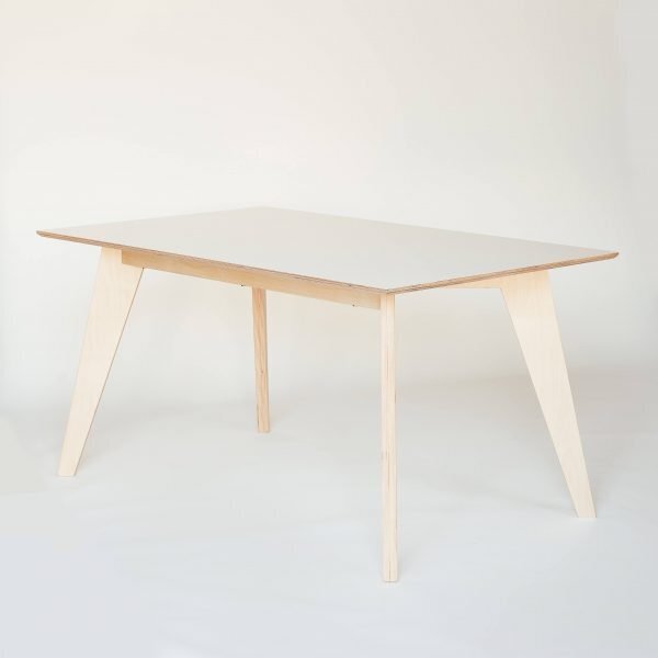 RADIS Esstisch HUH - WEISS HPL, Beine LIGHT OAK