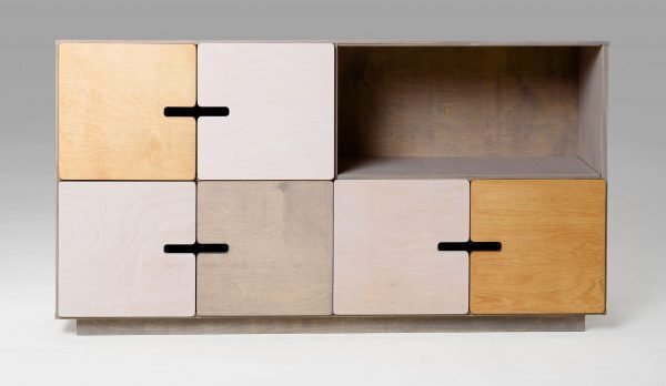 RADIS SIDEBOARD PIX 2X4, 6 TÜREN- Pebble Grey, Türen Weiss Osmo, Pebble Grey Und Light Oak