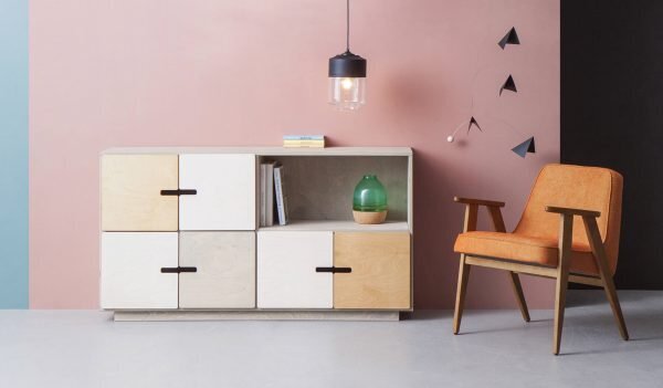 RADIS SIDEBOARD PIX 2X4, 6 TÜREN- Light Oak, Türen White Osmo, Pebble Grey Und Light Oak