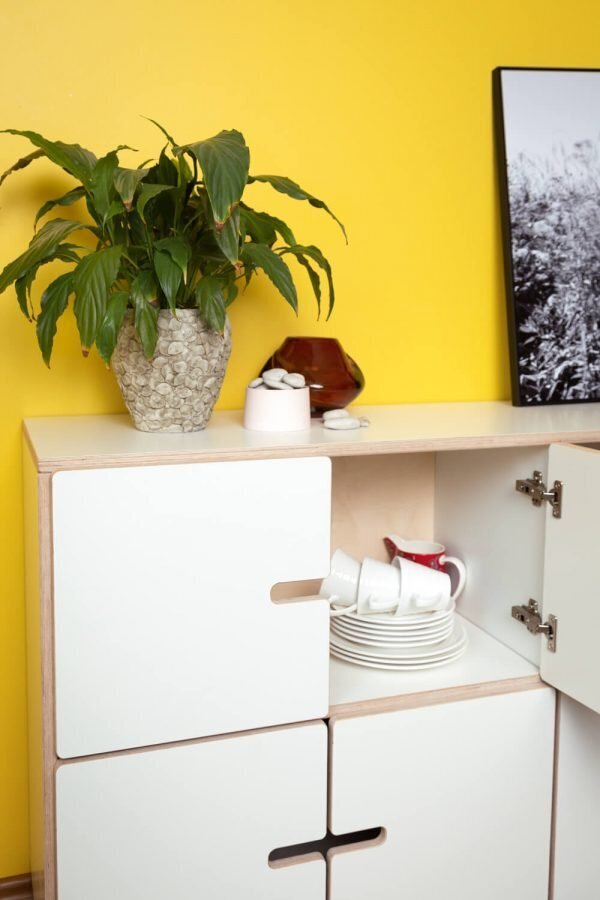 RADIS SIDEBOARD PIX 2X4, 6 TÜREN- Weiss Laminiertes Sperrholz