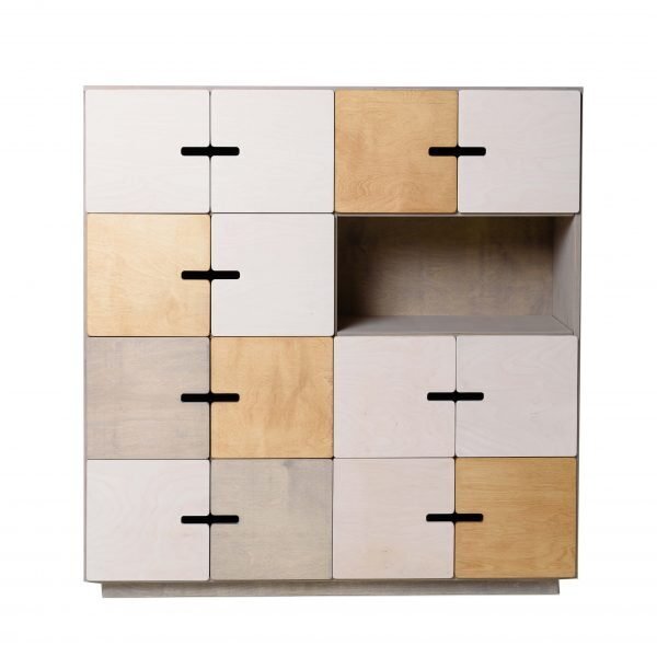 RADIS SIDEBOARD PIX 4X4, 14 TÜREN-  PEBBLE GREY, Türen WEISS OSMO, PEBBLE GREY und LIGHT OAK