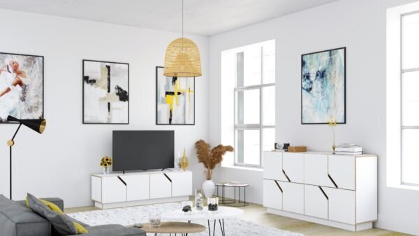 RADIS SIDEBOARD MAZE- 2X4-  WEISS LAMINIERTES SPERRHOLZ