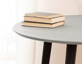 RADIS TISCH MAN - 125 CM - PEBBLE GREY, Beine SCHWARZ BEFLECKT