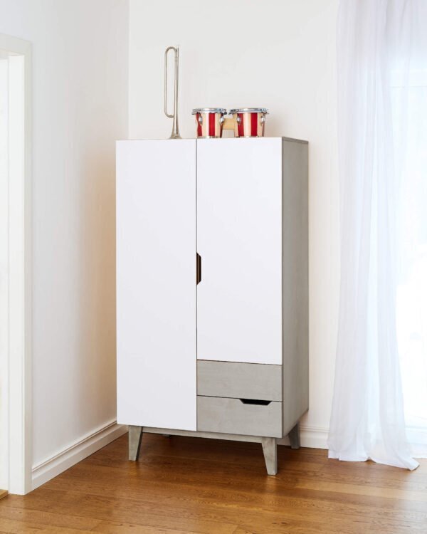 RADIS KLEIDERSCHRANK HUH 2 TÜREN - PEBBLE GREY, VERTICALE handgrepen