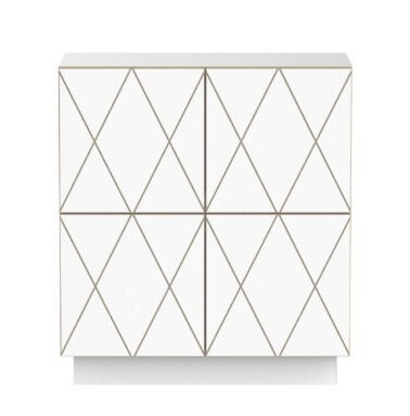 SIDEBOARD ROMB 2X2- 4 TÜREN-  WEISS LAMINIERTES SPERRHOLZ
