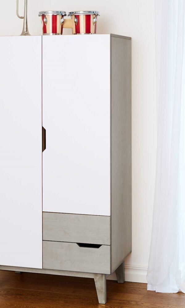 RADIS KLEIDERSCHRANK HUH, 3 TÜREN - PEBBLE GREY, VERTICALE handgrepen