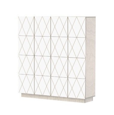 RADIS SIDEBOARD ROMB 4X4, 16 TÜREN-  PEBBLE GREY, Türen WEISS CPL