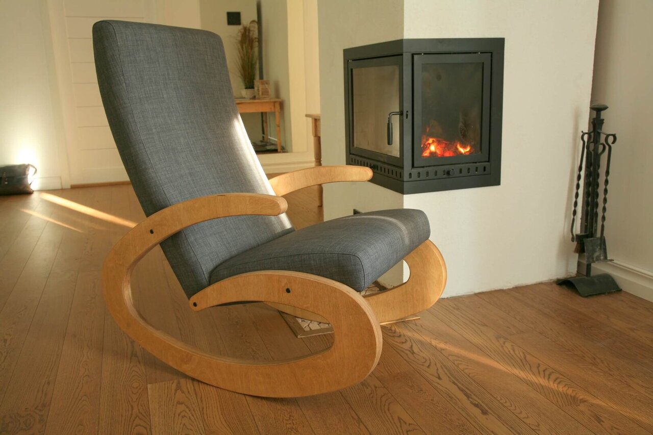 Radis - Schaukelstuhl GEE mit Fußstütze - Medium Oak / Light Grey Silver
