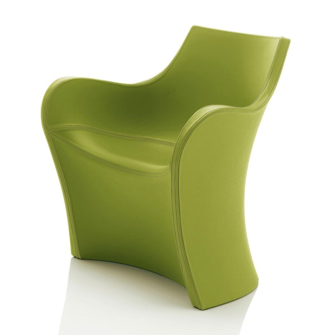 B Line Woopy Sessel mit Echtlederbezug - limettengrün/Echtleder