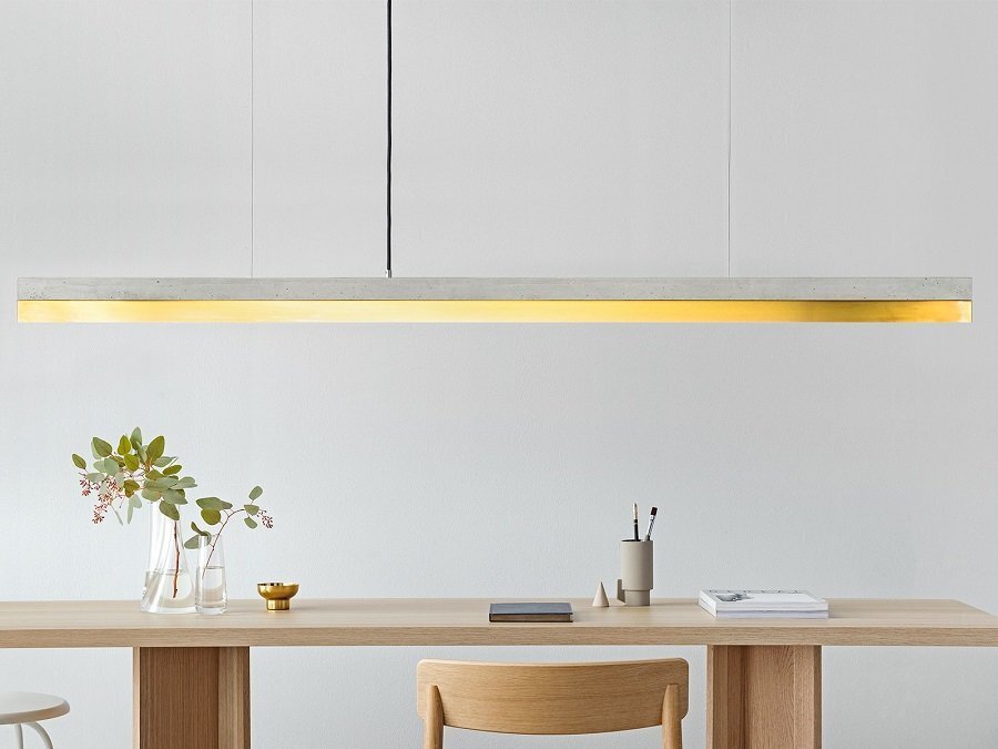 GantLights C3 brass Pendelleuchte Messing- Beton Hell