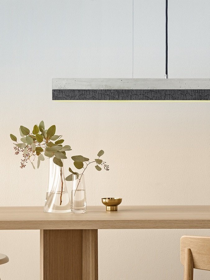 GantLights C3 burned Pendelleuchte verbranntes Holz- Beton Hell