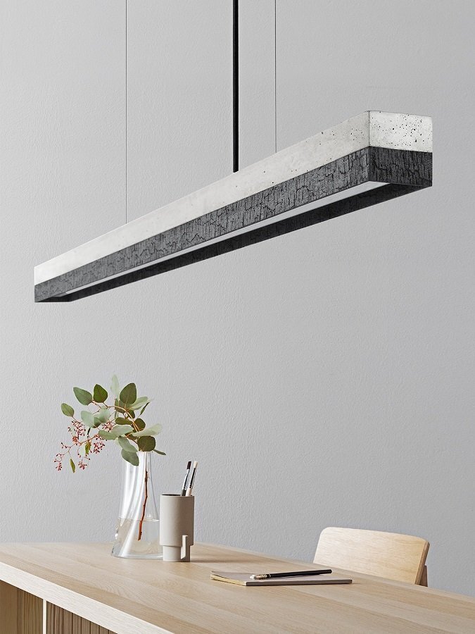 GantLights C3 burned Pendelleuchte verbranntes Holz- Beton Hell