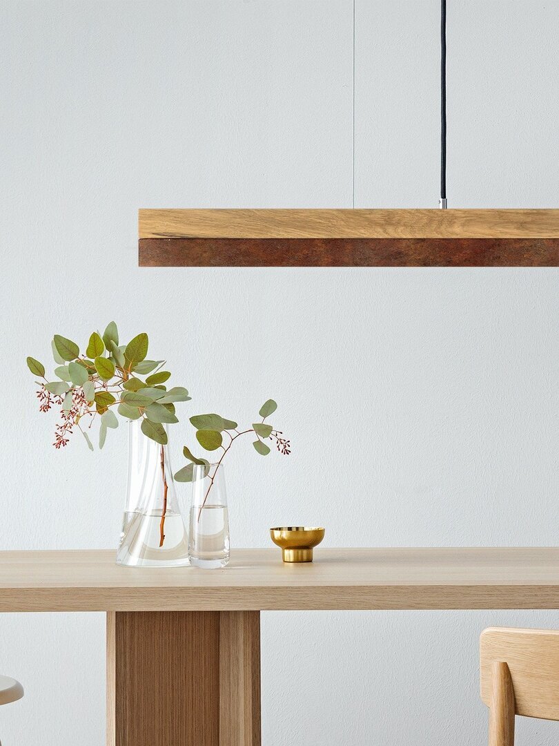 GantLights C-serie corten Pendelleucht Cortenstahl- Eichenholz