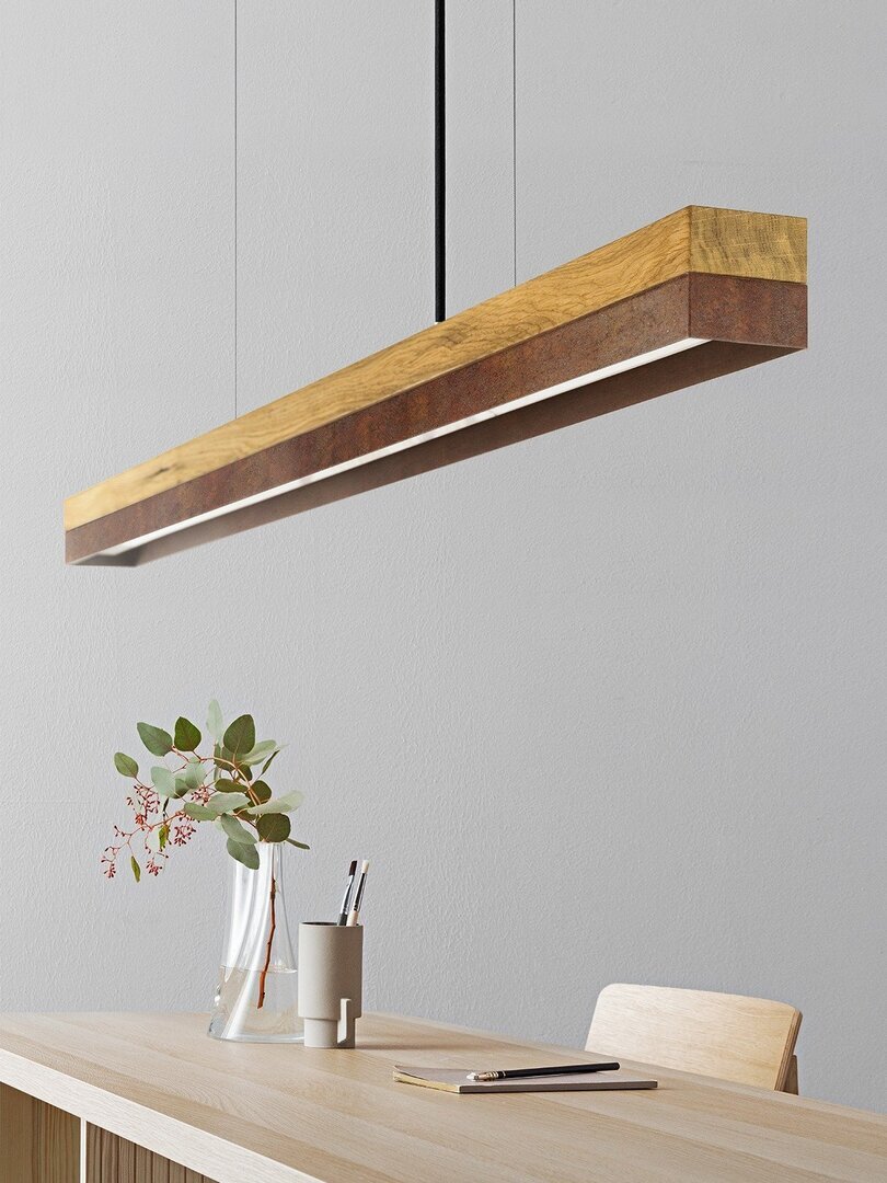 GantLights C-serie corten Pendelleucht Cortenstahl- Eichenholz