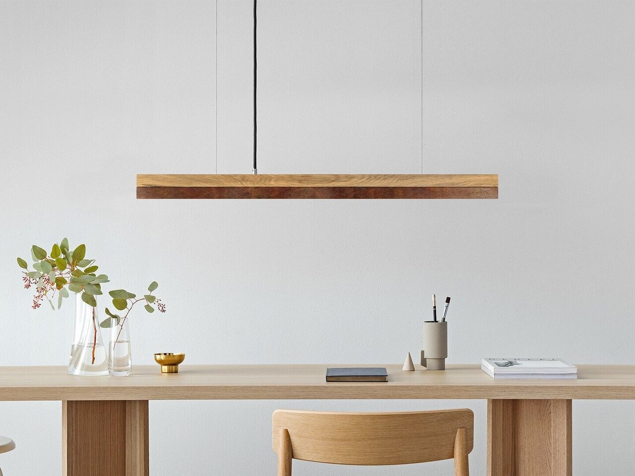GantLights C-2 corten Pendelleucht Cortenstahl- Eichenholz
