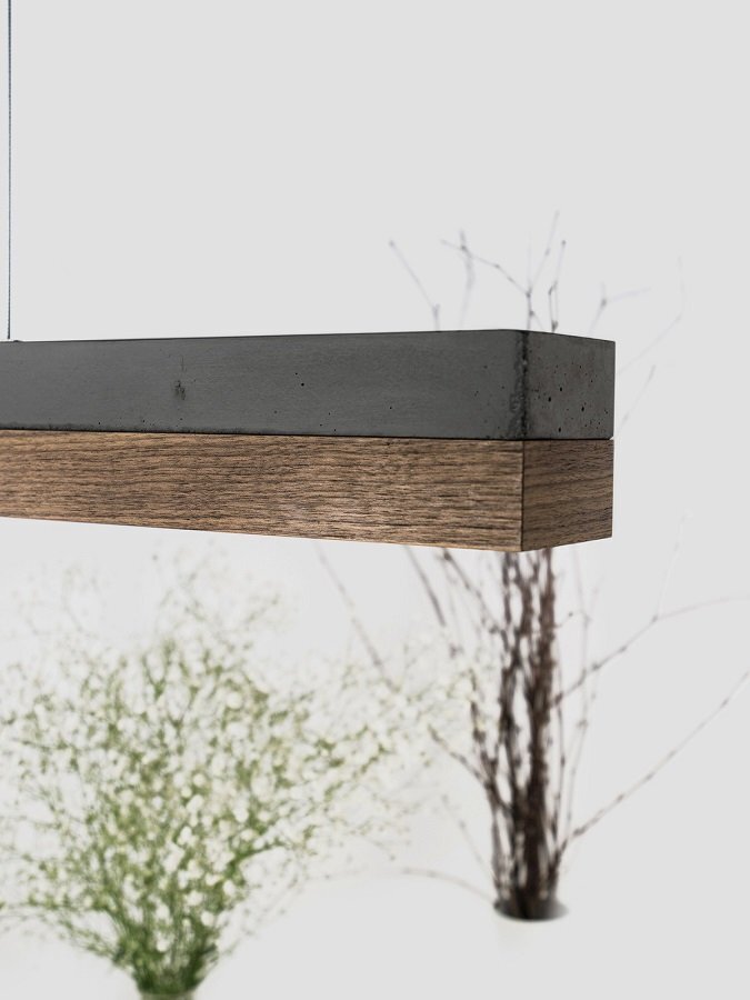 GantLights C1 nut Pendelleuchte Nussbaum Holz- Beton dunkel