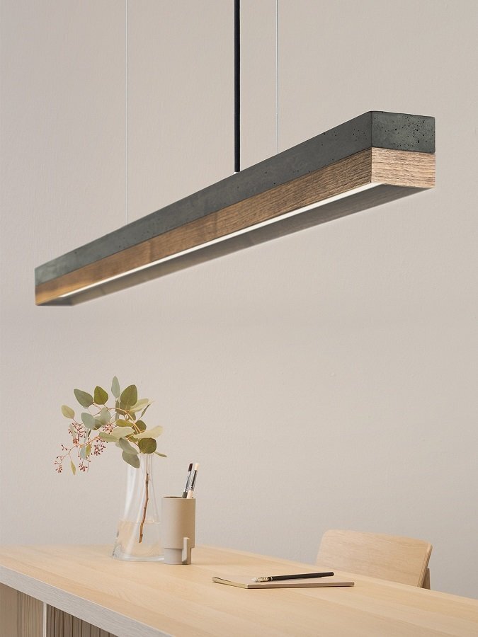 GantLights C1 nut Pendelleuchte Nussbaum Holz- Beton dunkel