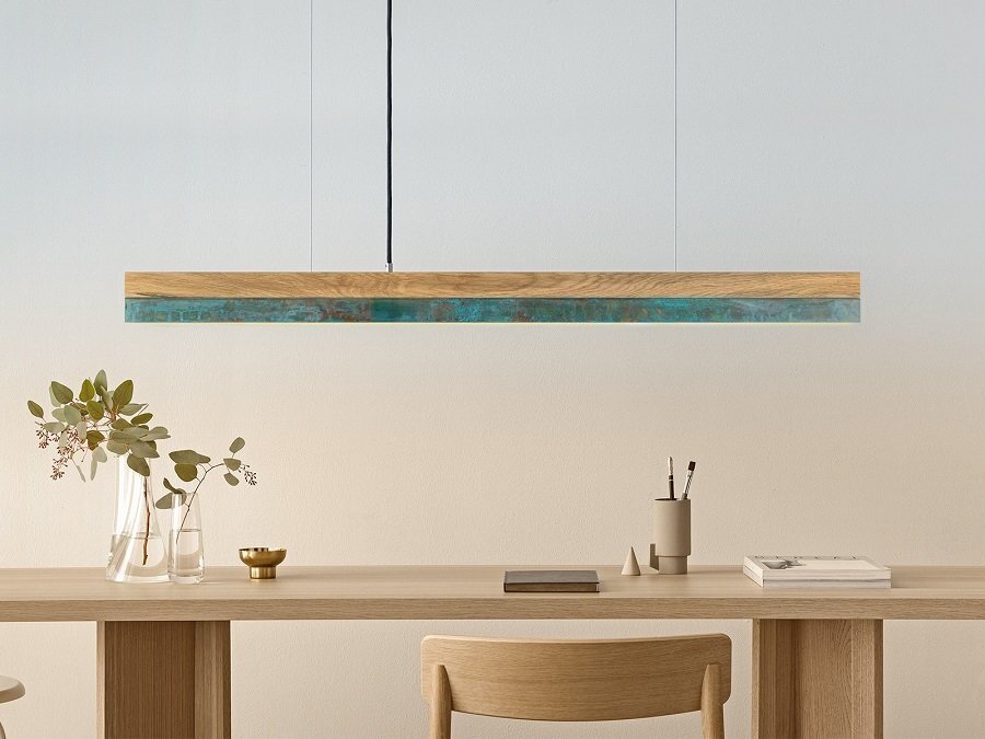 GantLights C1 oxi Pendelleuchte Oxidiertes Kupfer- Eichenholz