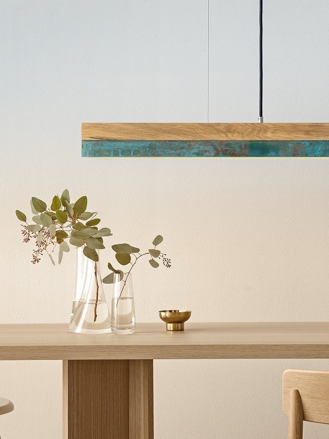 GantLights C3 oxi Pendelleuchte Oxidiertes Kupfer- Eichenholz
