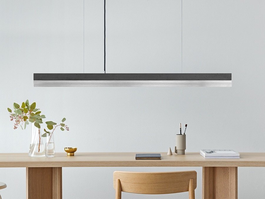 GantLights C1 stainless Pendelleuchte Edelstahl- Beton dunkel