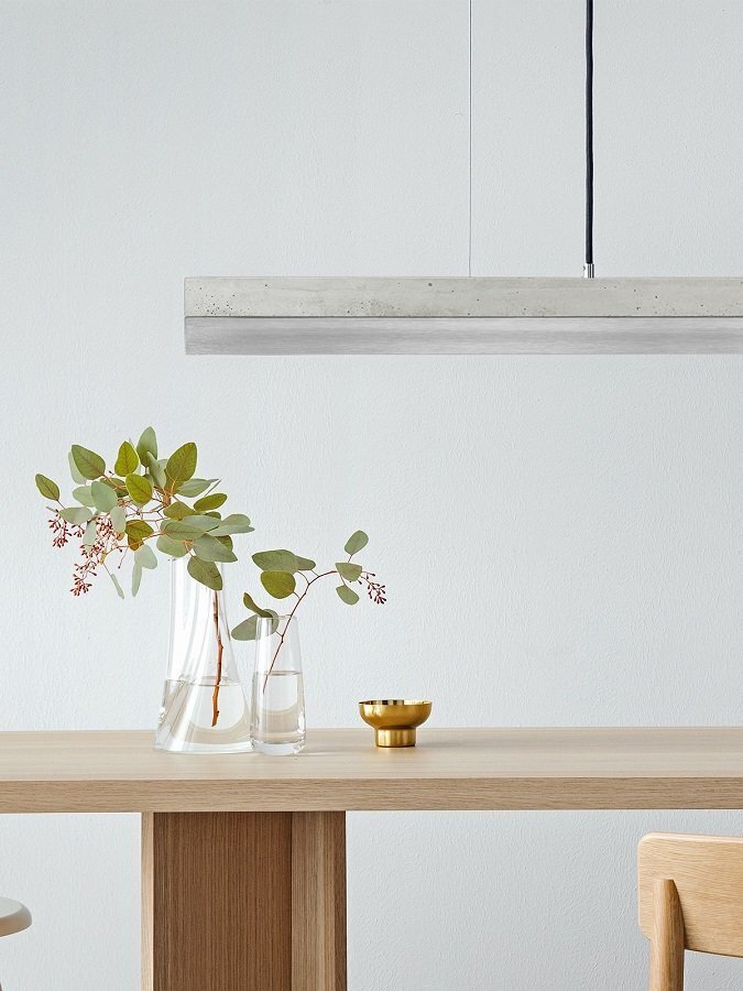 GantLights C1 stainless Pendelleuchte Edelstahl- Beton hell