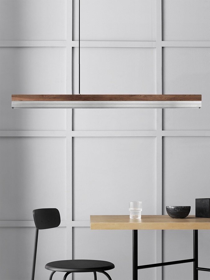 GantLights C1 stainless Pendelleuchte Edelstahl- Nussholz