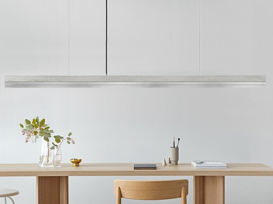 GantLights C3 stainless Pendelleuchte Edelstahl- Beton hell