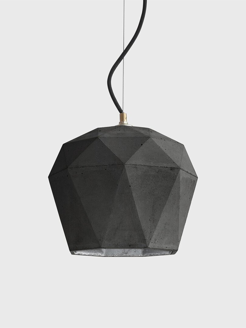 Gantlights T4 - große Hängeleuchte trianguliert - Dunkler Beton - Schwarz - Silber