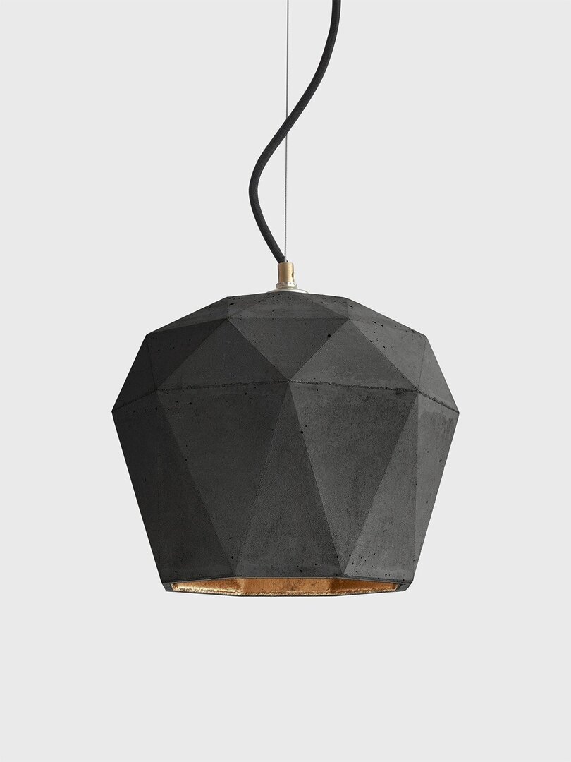 Gantlights T4 - große Hängeleuchte trianguliert - Dunkler Beton - Schwarz - Gold