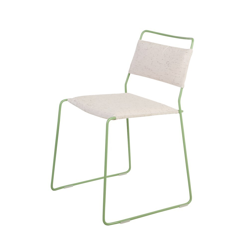 OK Design One Wire Chair-Green frame - Melange cushion