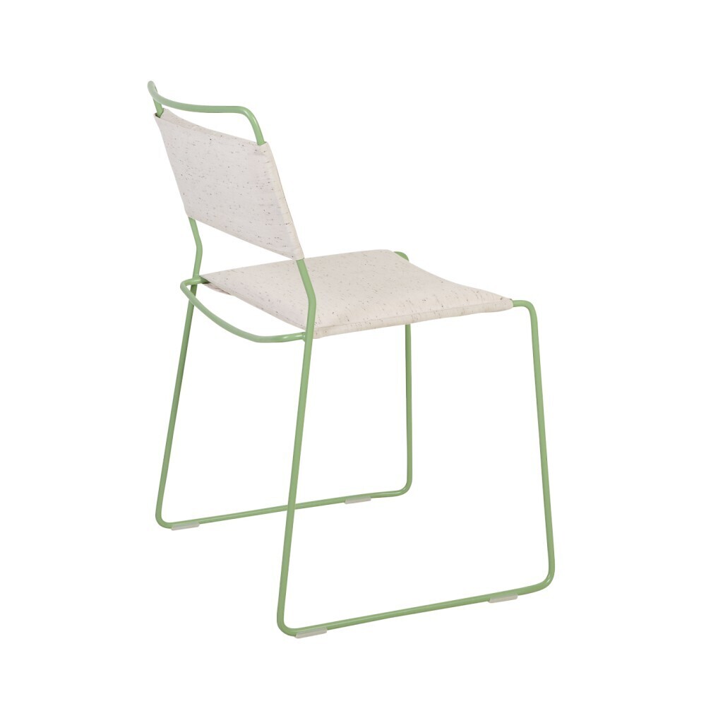 OK Design One Wire Chair-Green frame - Melange cushion