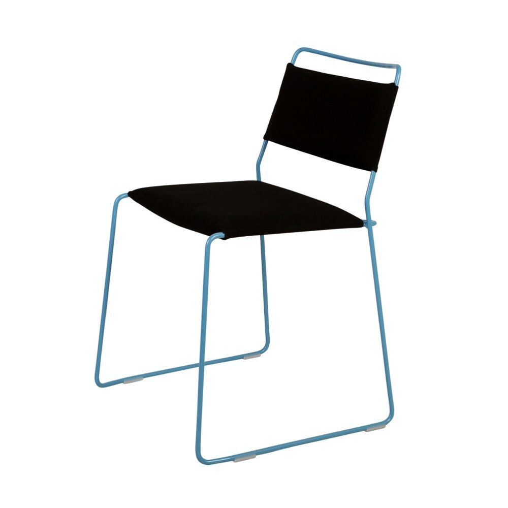 OK Design One Wire Chair-Blue frame - Black cushion