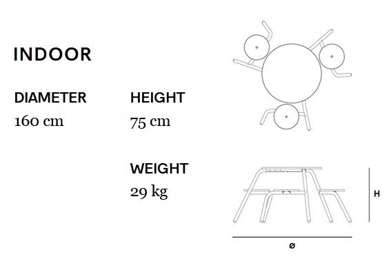 Extremis Virus 3-Seater Indoor Picnic Table
