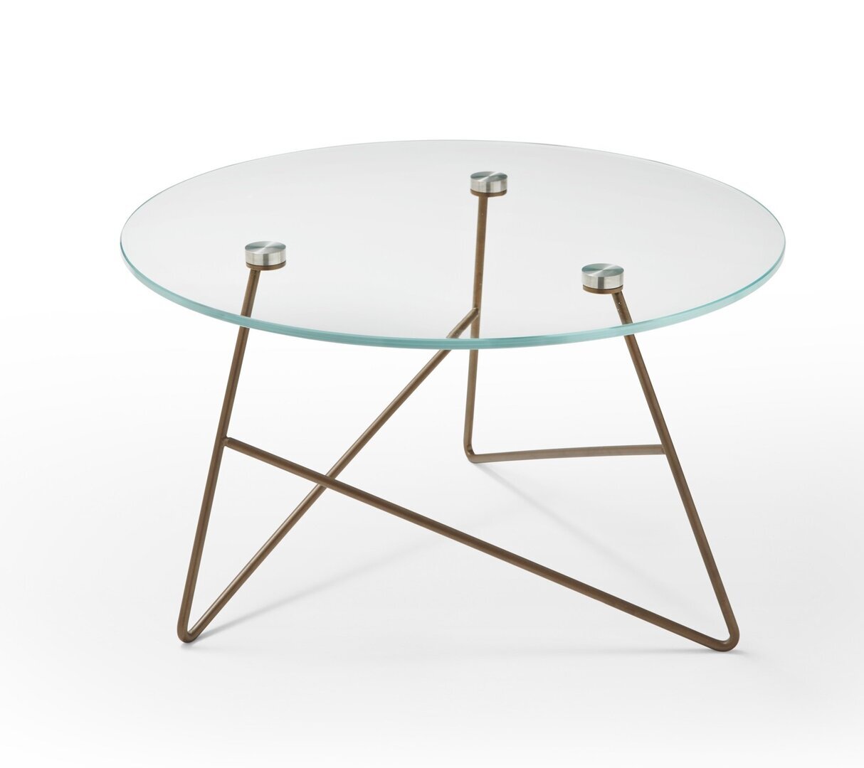 MemeDesign Ermione Metall/Glas - Couchtisch - Ø 65 x H 35 cm - Rame - Extra Clear Glass
