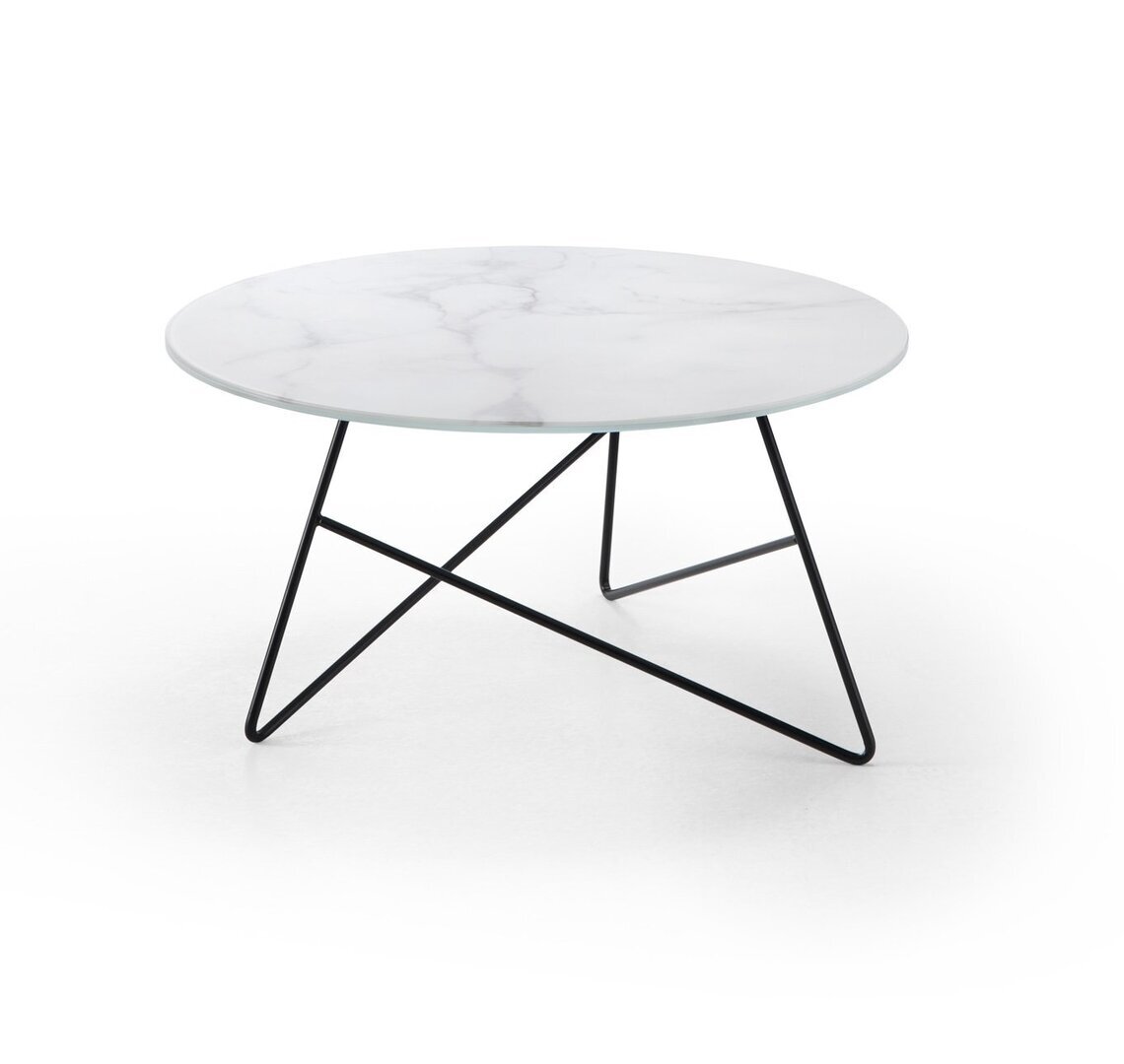 MemeDesign Ermione Metall/Glas - Couchtisch - Ø 65 x H 35 cm - Nero - Calacatta