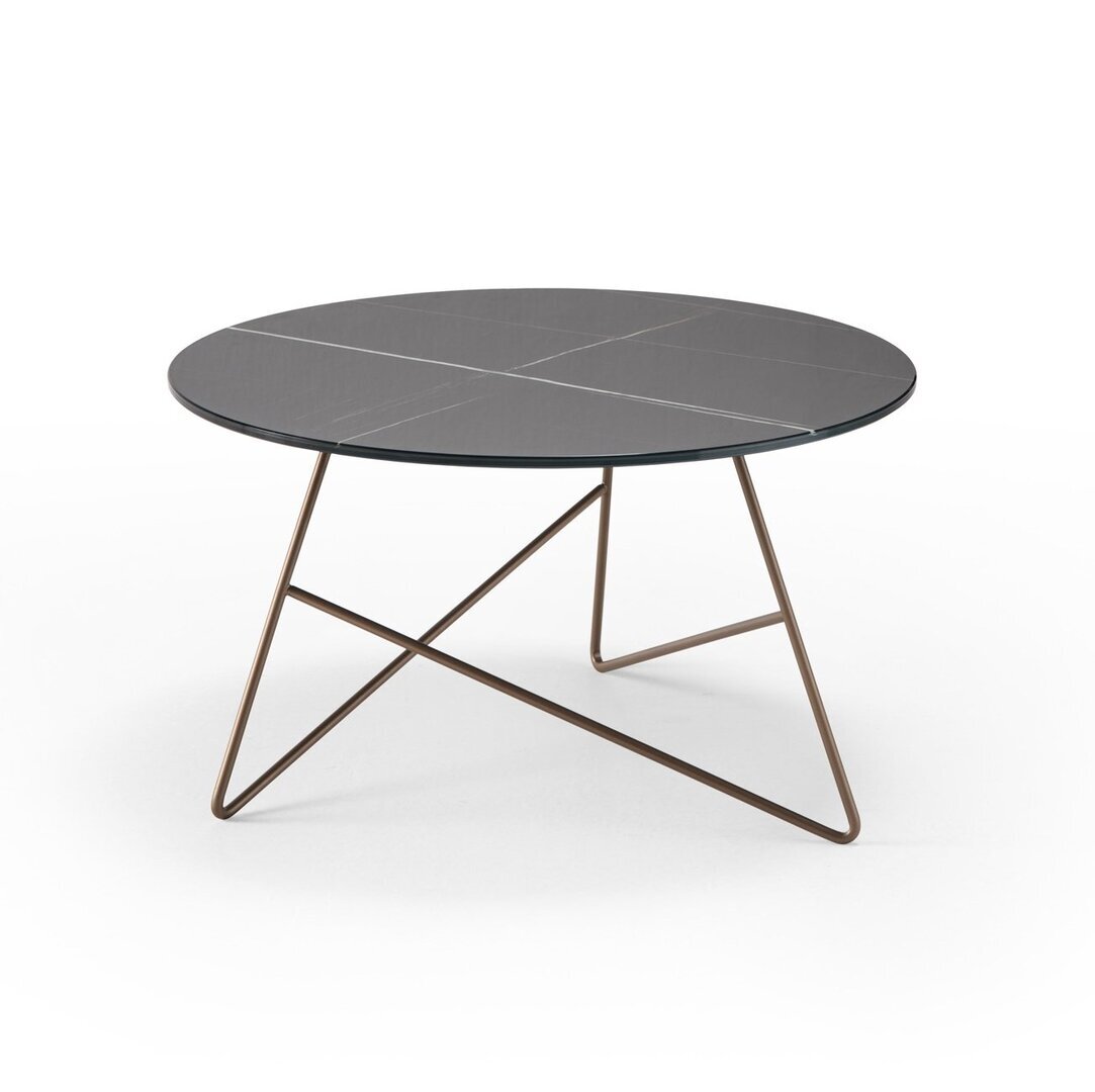 MemeDesign Ermione Metall/Glas - Couchtisch - Ø 65 x H 35 cm - Rame - Sahara Black