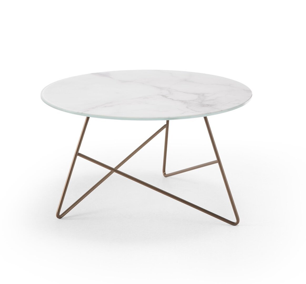 MemeDesign Ermione Metall/Glas - Couchtisch - Ø 65 x H 35 cm - Rame - Calacatta