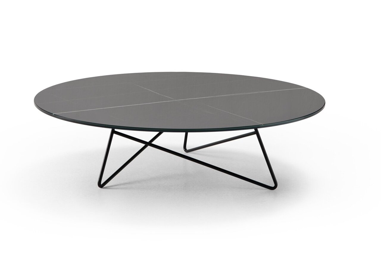 MemeDesign Ermione Metall/Glas - Couchtisch - Ø 90 x H 25 cm - Nero - Sahara Black