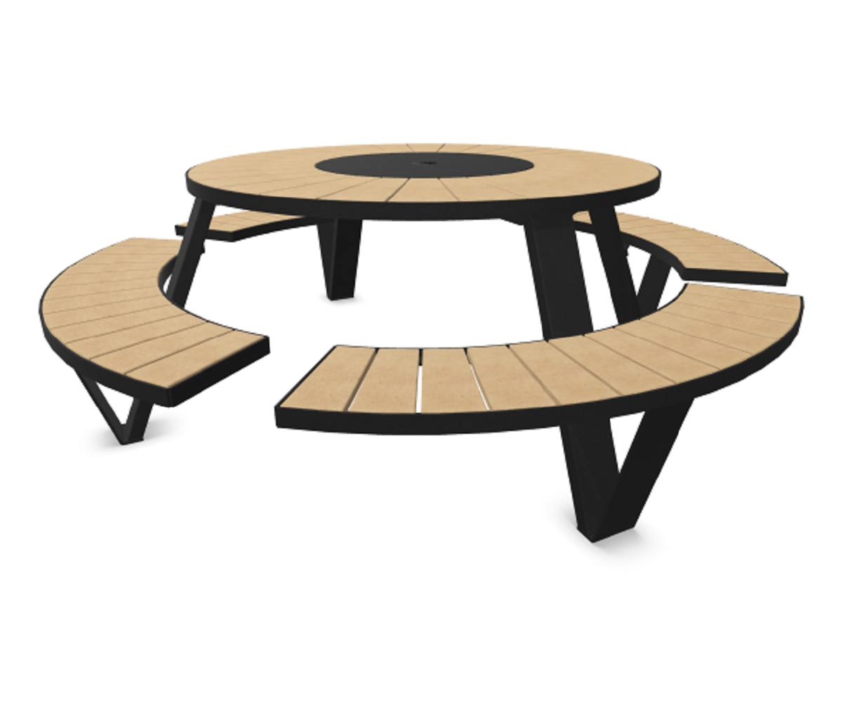 Extremis Pantagruel - runder Picknicktisch - Iroko - Black