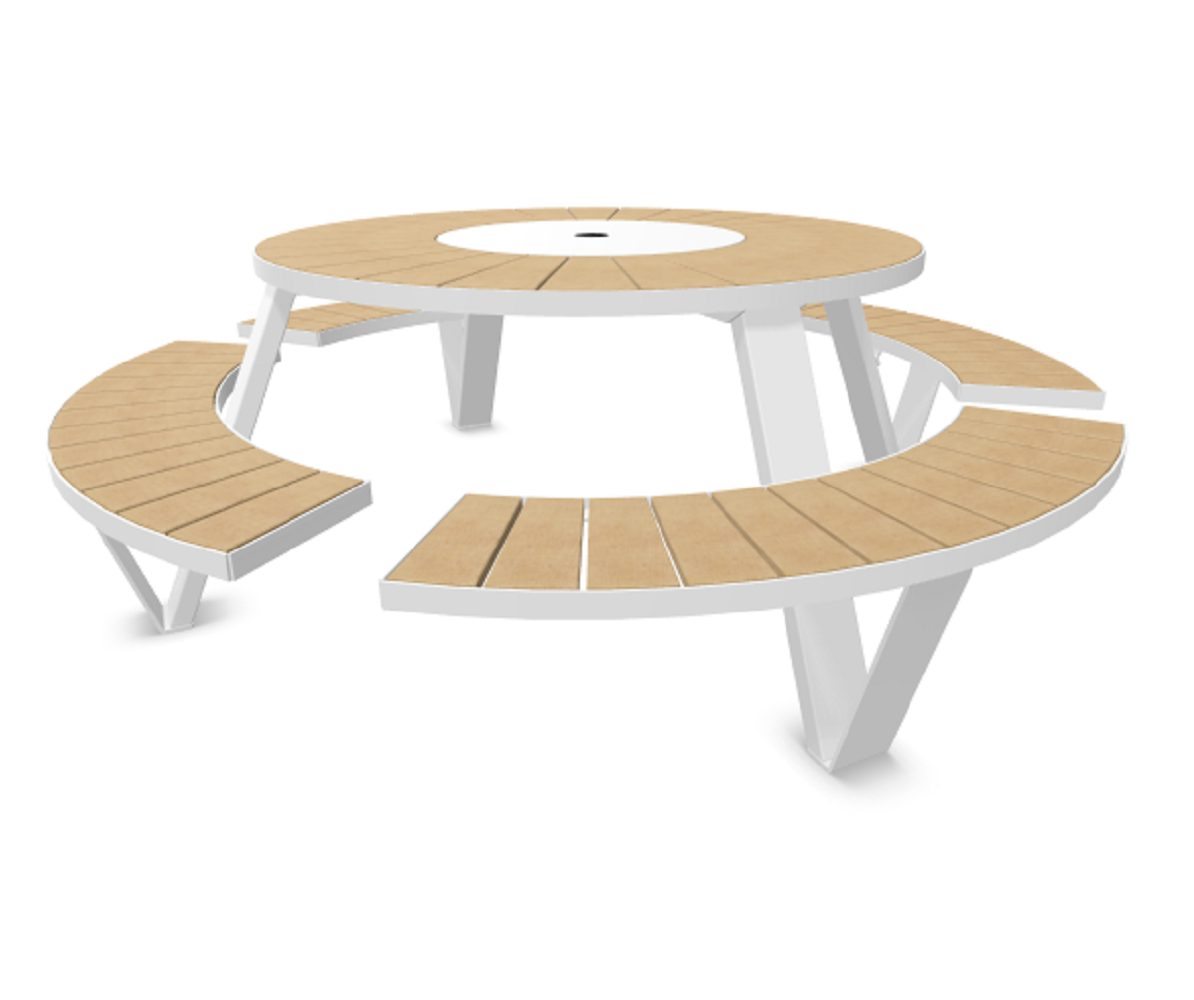 Extremis Pantagruel - runder Picknicktisch - Iroko - White