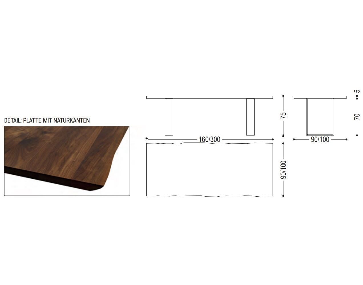 Riva1920 Newton Natural Sides - Esstisch