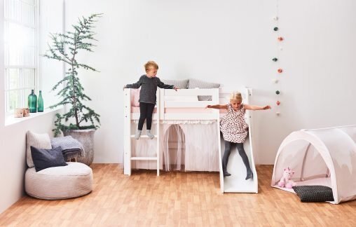 Hoppekids PREMIUM Halbhoghes Bettten mit Rutsche und Leiter