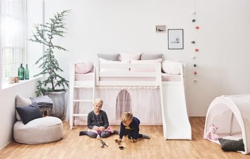 Hoppekids PREMIUM Halbhoghes Bettten mit Rutsche und Leiter