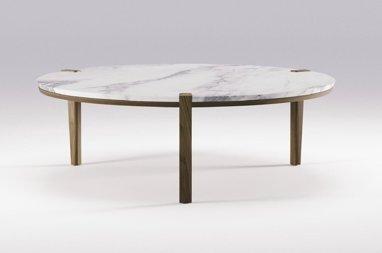 Wewood Corner-Runder Couchtisch-Walnuss Standard Marmor