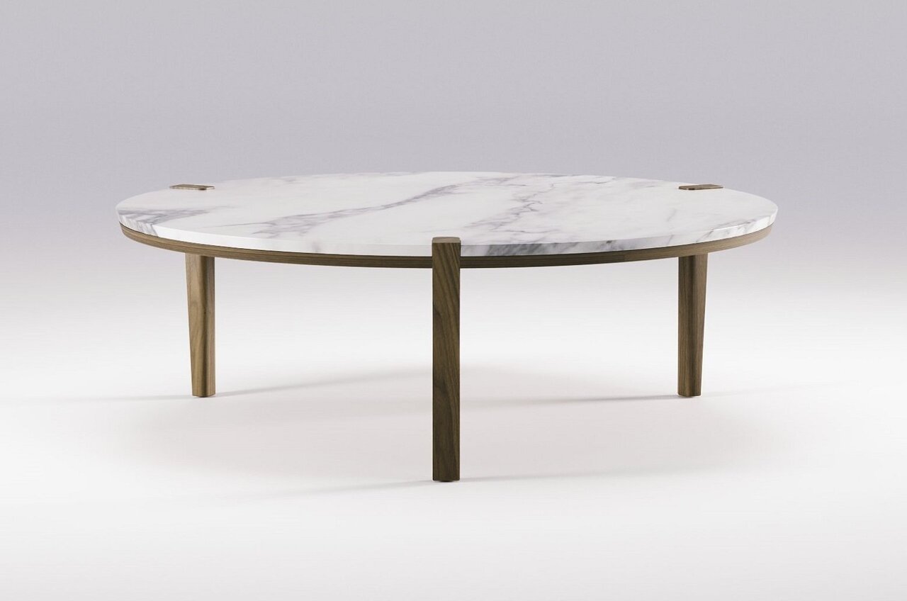 Wewood Corner-Runder Couchtisch-Walnuss Premium Marmor