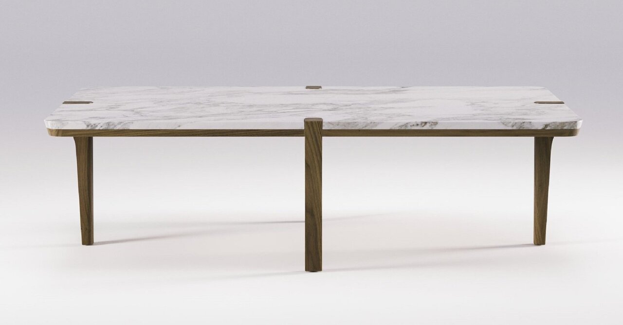 Wewood Corner-Rechteckiger Couchtisch-Walnuss Standard Marmor