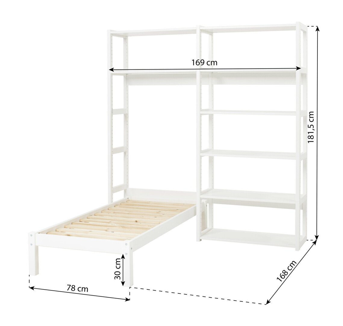Hoppekids STOREY Regal mit Juniorbett - Regal 80 cm Juniorbett 70x160cm weiß